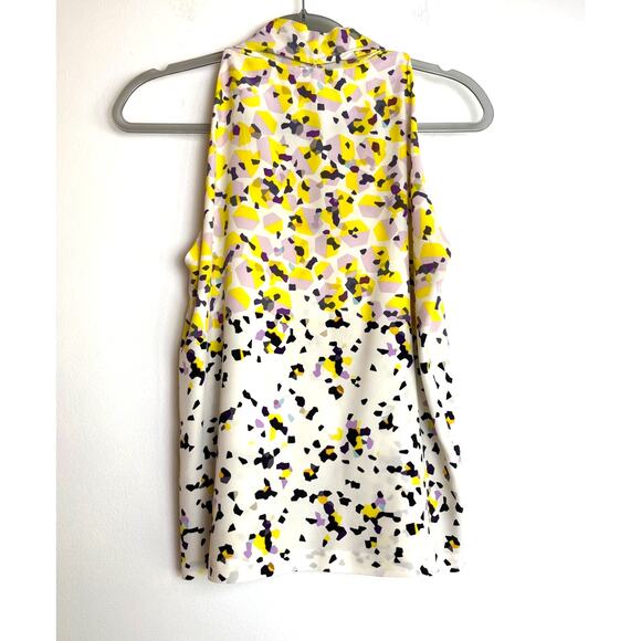 Diane Von Furstenberg Sleeveless Abstract Silk Blouse Size S Multicolor Flaw - Picture 3 of 9
